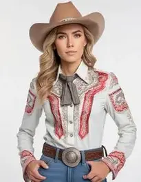 Modern Cowboy Attire For Female face swap