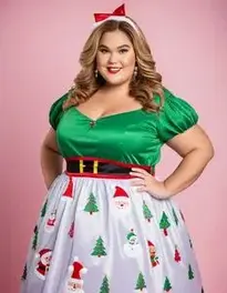 Plus Size Christmas Party Dress face swap