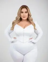 Plus Size White Outfit face swap