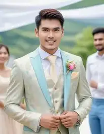Summer Casual Wedding Attire For Male Guests face swap