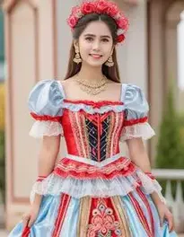 Western Party Wear Dress For Woman face swap