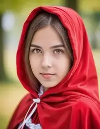 Woman Little Red Riding Hood face swap