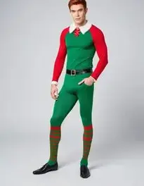 Red And Green Elf Tights face swap