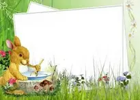 Kids Photo Frame with Green Cute Bunny
