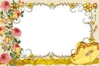 Large Gold Photo Frame with Flowers