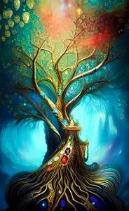 tree ornate decorative jewels phone wallpaper