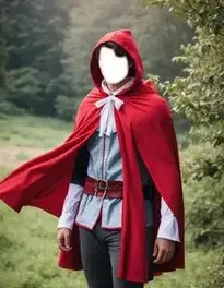 Men Little Red Riding Hood Fancy Dress Face Swap