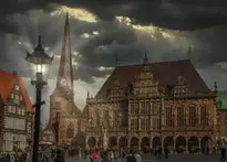 Bremen Town Hall Dramatic background wallpaper