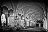Cloister Abbey Romanesque background wallpaper