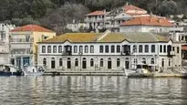 Island Building Thasos background wallpaper