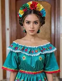 Ladies Mexican Fancy Dress Outfit face swap