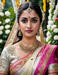 Bhama Reception Saree face swap