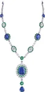 Add Blue Saphire, Diamond Necklace To Your Photo