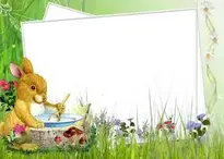 Kids Transparent Photo Frame with Green Cute Bunny
