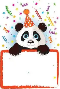 Transparent PNG Kids Panda Party Red Frame