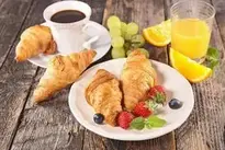 Breakfast with Croissants and Coffee Background. Add your photos (2000x1334px)