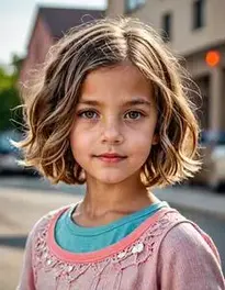 Girl Child Wavy Bob Hairstyle face swap