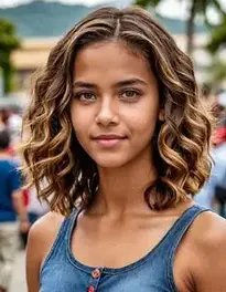 Teenage Girl Venezuelan Gaita Waves Hairstyle face swap