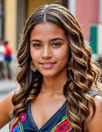 Teenage Girl Venezuelan Vallenato Waves Hairstyle face swap