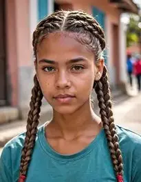 Teenage Girl Venezuelan Gaita Braids Hairstyle face swap