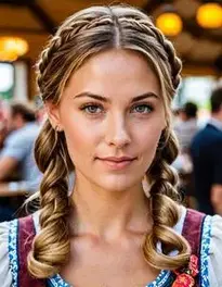 Woman German Oktoberfest Twists Hairstyle face swap