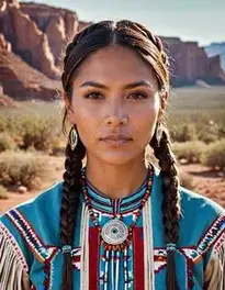 Woman Native American Navajo Braids Hairstyle face swap