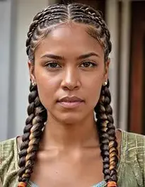 Woman Venezuelan Gaita Braids Hairstyle face swap