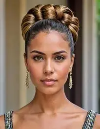 Woman Venezuelan Gaita Updo Hairstyle face swap