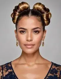 Woman Venezuelan Joropo Updo Hairstyle face swap