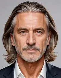 Medium Length Older Man Long Hairstyle face swap
