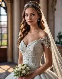 Aline Princess Wedding Dress face swap