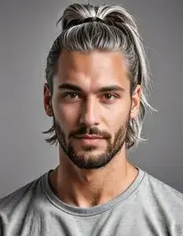 Man Bun Grey Hair face swap