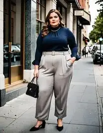 Plus Size Square Pants Outfit For Chubby face swap