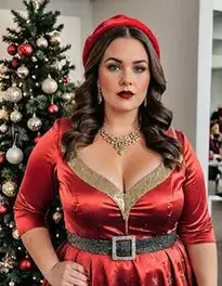 white christmas dresses Plus Size Womens Red Christmas Print Costume Dress main image 0