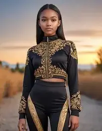 Black And Gold Outfit face swap