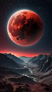 Beautiful Red Moon Wallpaper