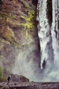 Waterfall A Person Majestic phone wallpaper