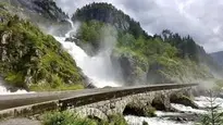 Waterfall Norway Scandinavia wallpaper