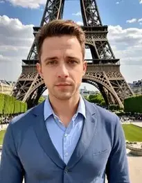 Male At Eiffel Tower Paris France face swap