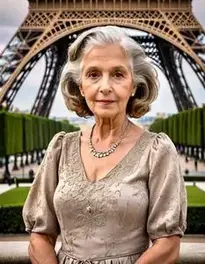 Female At Eiffel Tower Paris France face swap