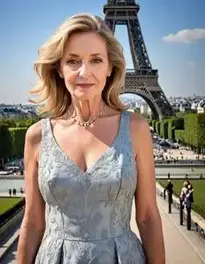 Female At Eiffel Tower Paris France face swap