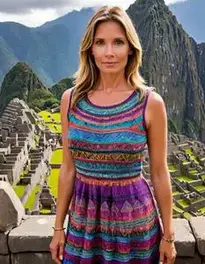 Female Middle Aged At Machu Picchu Peru face swap