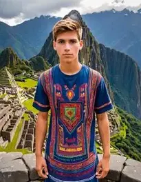 Male Teenager At Machu Picchu Peru face swap