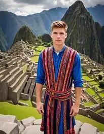 Male Young Adult At Machu Picchu Peru face swap