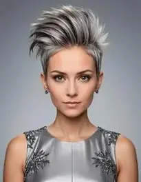 Female Gray Mohawk Hairstyle Adult Beautiful Dress face swap