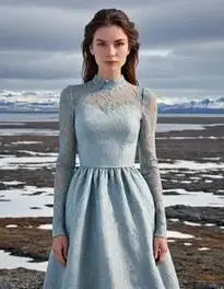Female Young Adult Posing At Arctic Tundra face swap