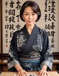 Female Middle Aged Posing At Japanese Calligraphy Class face swap