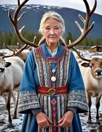 Female Posing At Norwegian Sami Reindeer Herding Experience face swap