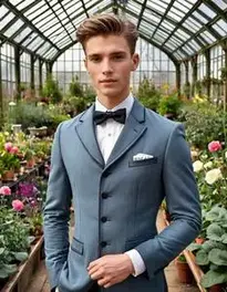 Male Young Adult Posing At Victorian Greenhouse face swap