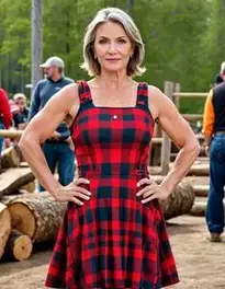 Female Middle Aged Posing At Canadian Lumberjack Competition face swap